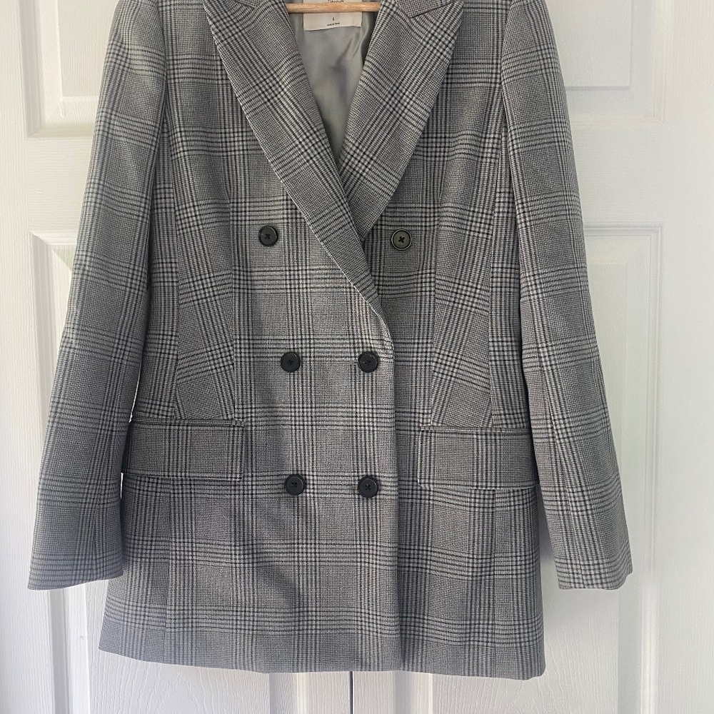 Wilfred double breasted grey plaid jacket size 4